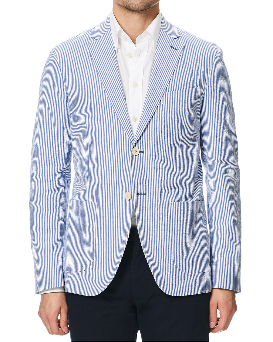 Uomini | Blazers | Morris | Resort Striped Seersucker Balzer Blue/White
