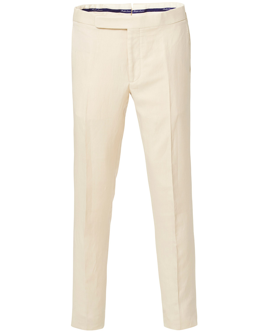 Uomini | Pantaloni | Ralph Lauren Purple Label | Side-Adjuster Linen/Silk Trousers Beige