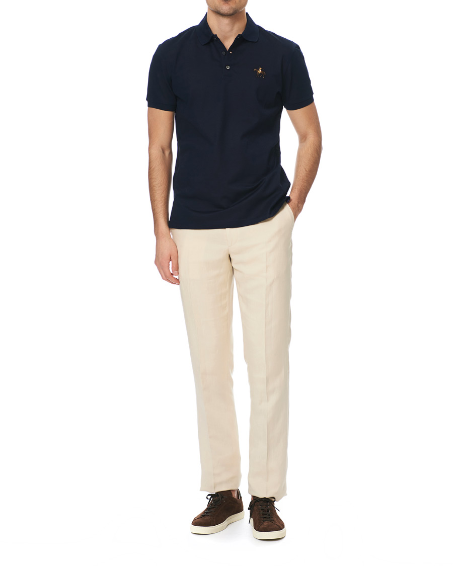 Uomini | Pantaloni | Ralph Lauren Purple Label | Side-Adjuster Linen/Silk Trousers Beige