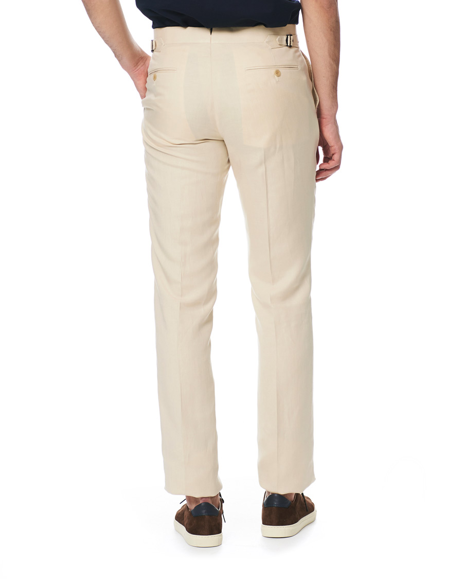 Uomini | Pantaloni | Ralph Lauren Purple Label | Side-Adjuster Linen/Silk Trousers Beige