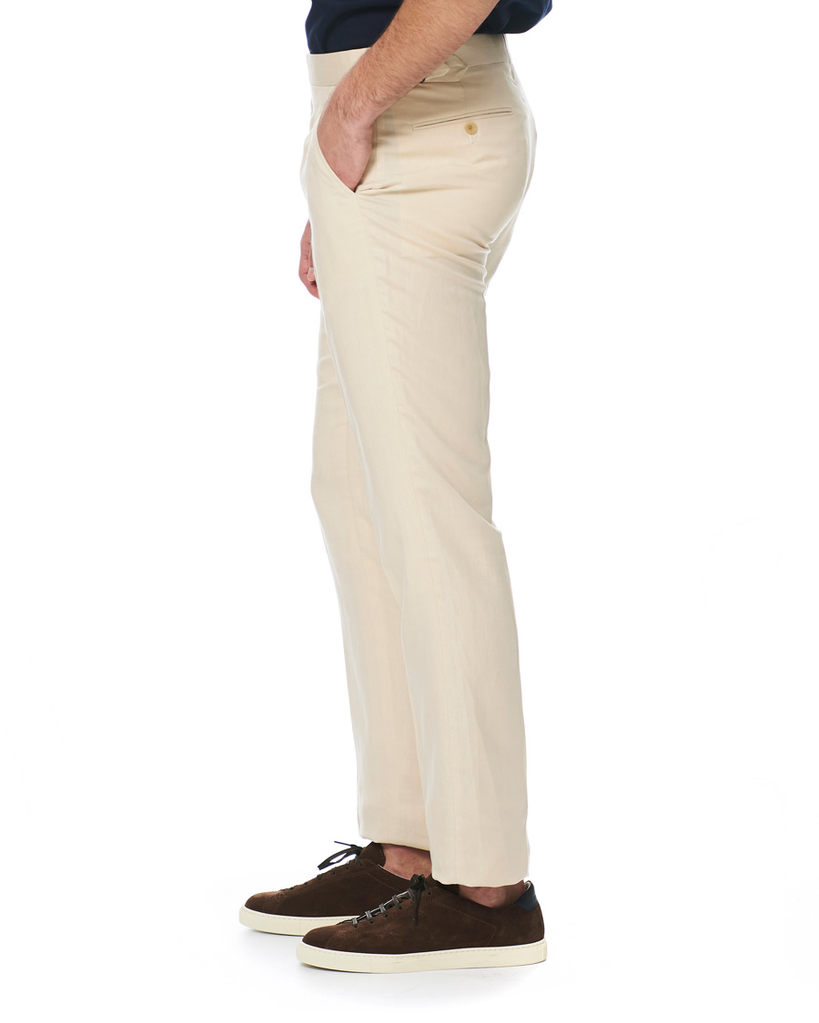 Uomini | Pantaloni | Ralph Lauren Purple Label | Side-Adjuster Linen/Silk Trousers Beige