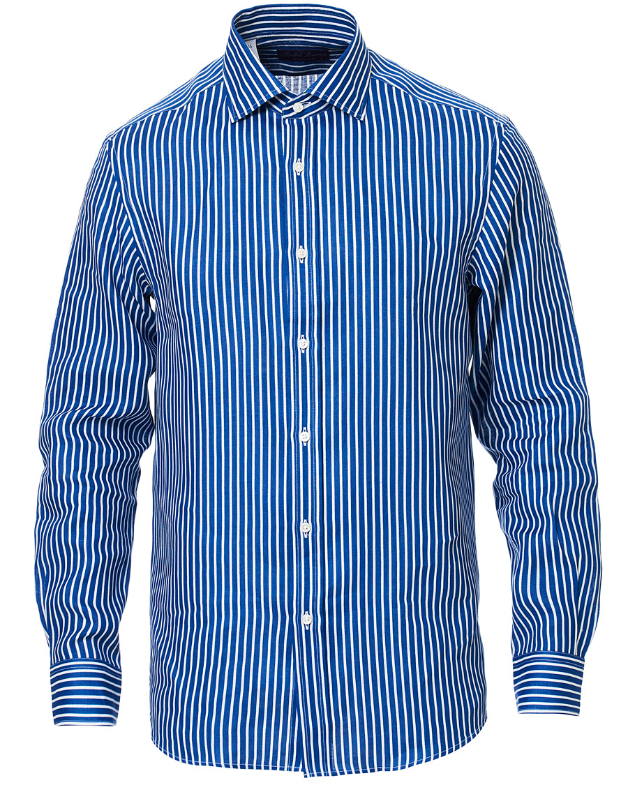 Uomini | Camicie | Ralph Lauren Purple Label | Bengal Stripe Linen Shirt Blue/White