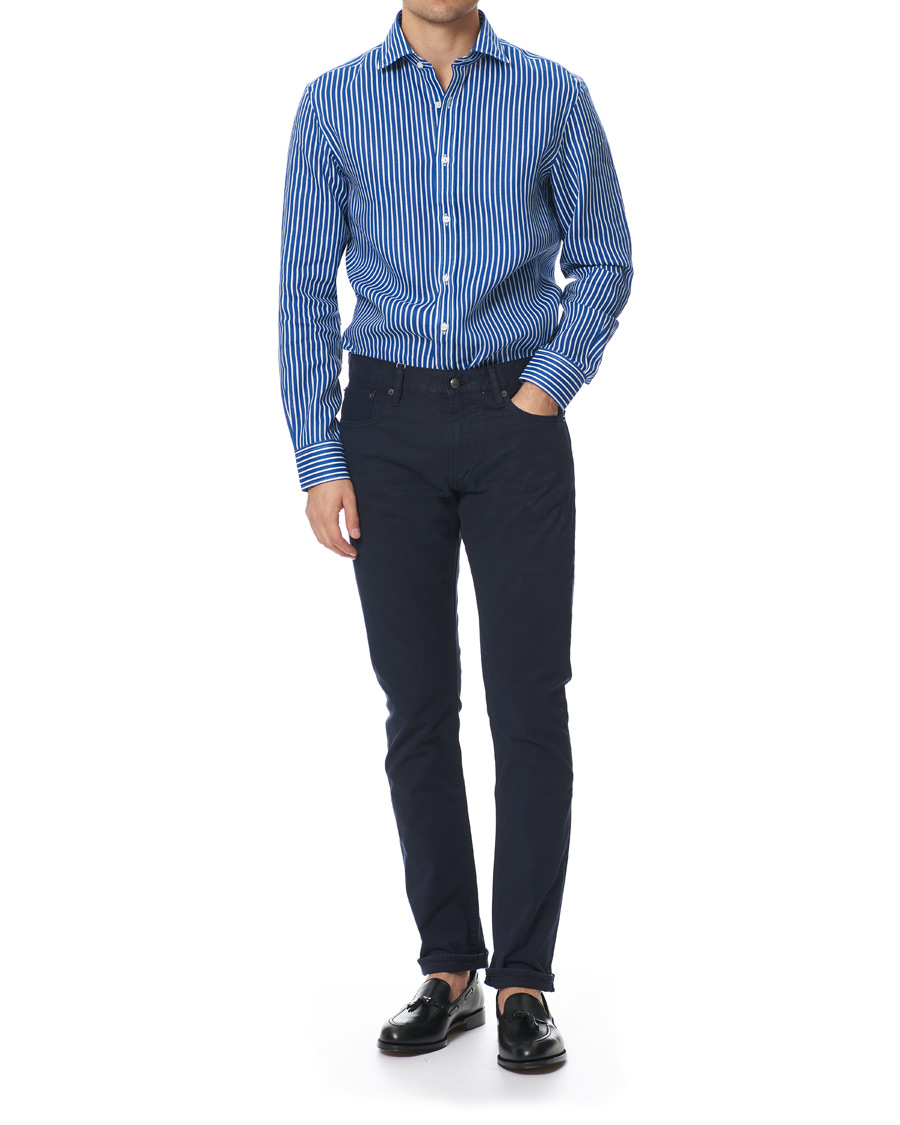 Uomini | Camicie | Ralph Lauren Purple Label | Bengal Stripe Linen Shirt Blue/White