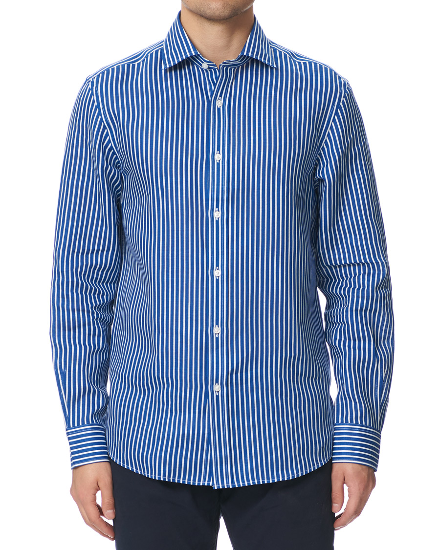 Uomini | Camicie | Ralph Lauren Purple Label | Bengal Stripe Linen Shirt Blue/White