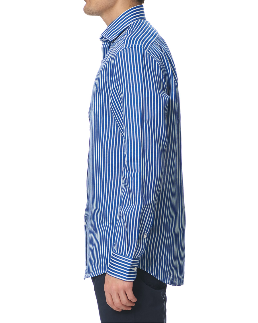 Uomini | Camicie | Ralph Lauren Purple Label | Bengal Stripe Linen Shirt Blue/White