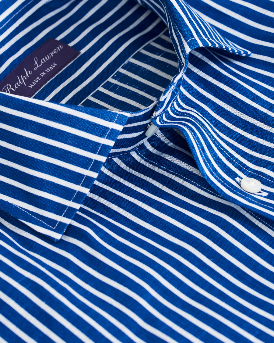 Uomini | Camicie | Ralph Lauren Purple Label | Bengal Stripe Linen Shirt Blue/White