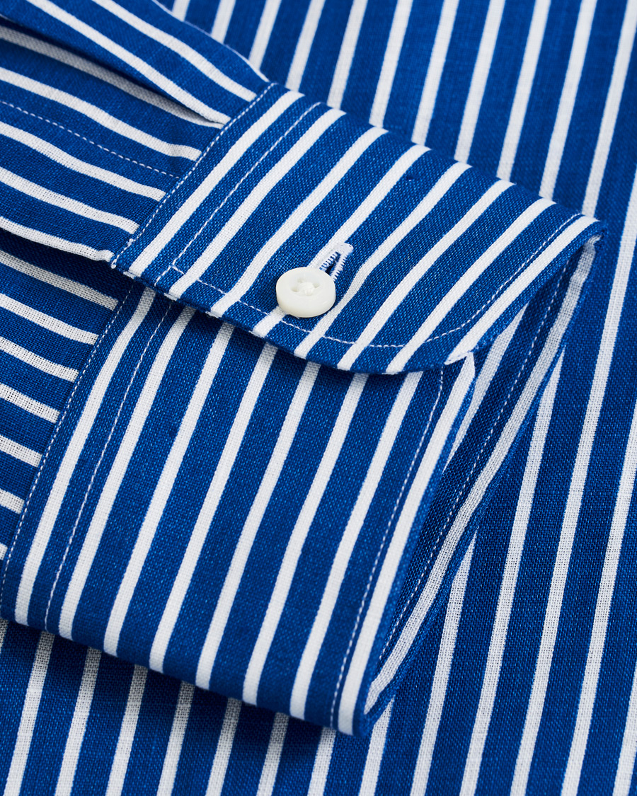 Uomini | Camicie | Ralph Lauren Purple Label | Bengal Stripe Linen Shirt Blue/White