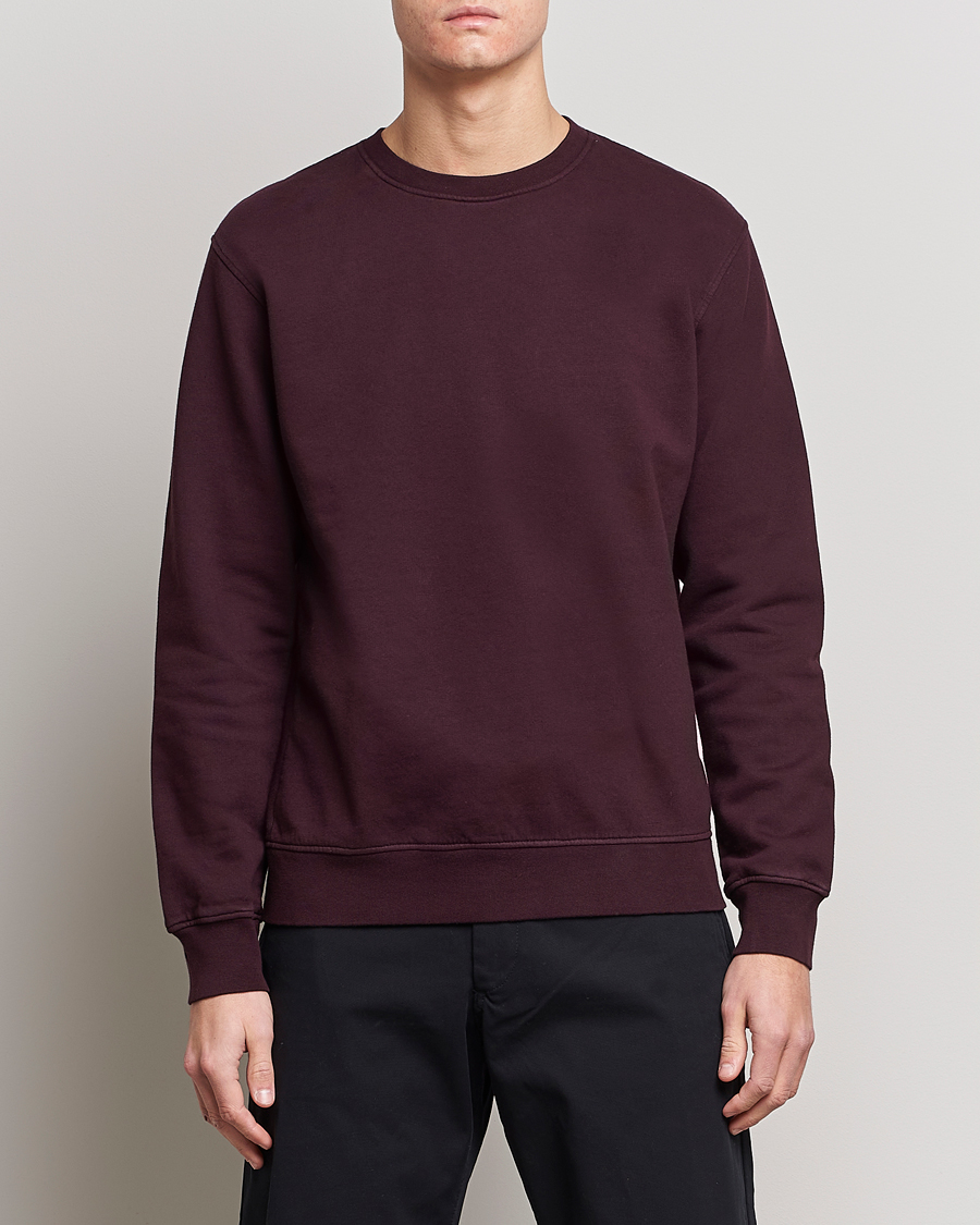 Uomini | Maglieria | Colorful Standard | Classic Organic Crew Neck Sweat Oxblood Red