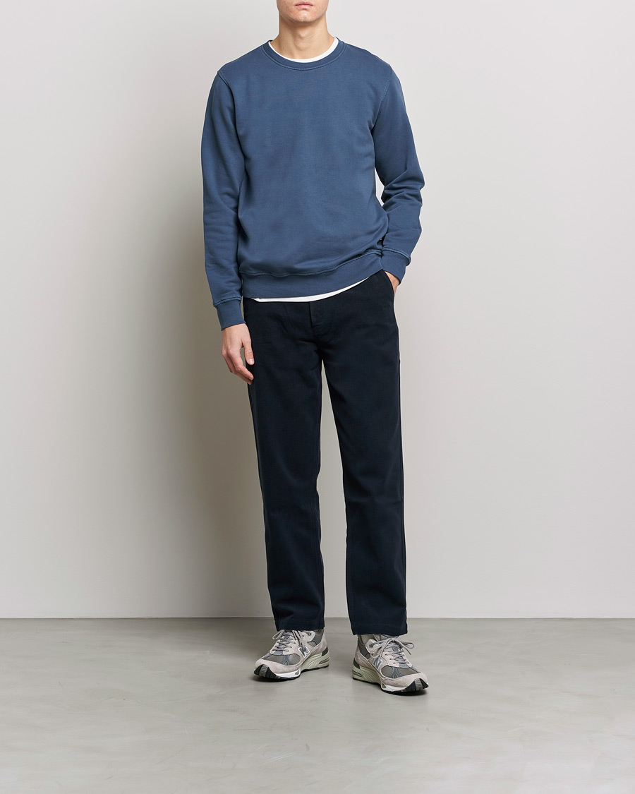 Uomini | Maglieria | Colorful Standard | Classic Organic Crew Neck Sweat Petrol Blue