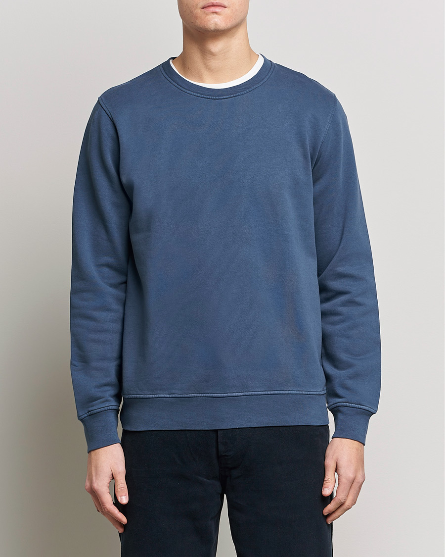 Uomini | Maglieria | Colorful Standard | Classic Organic Crew Neck Sweat Petrol Blue