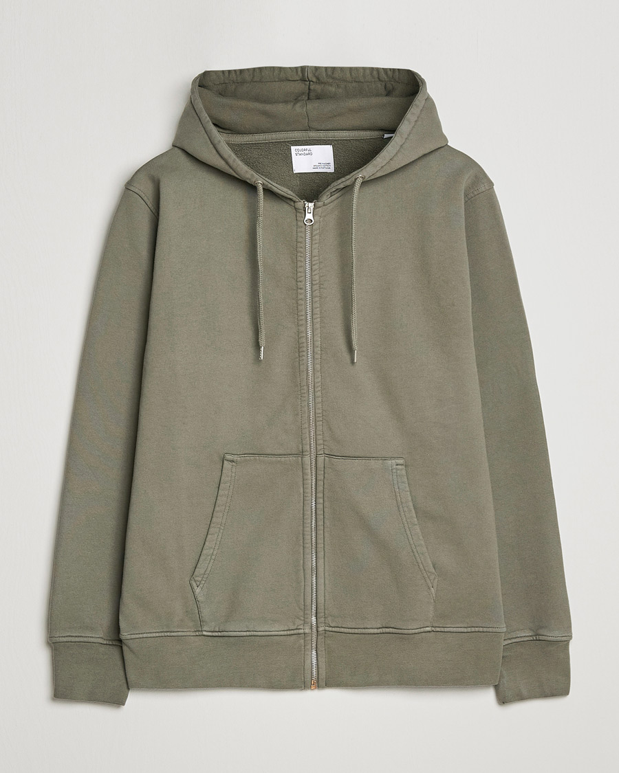 Uomini | Maglieria | Colorful Standard | Classic Organic Full Zip Hood Dusty Olive