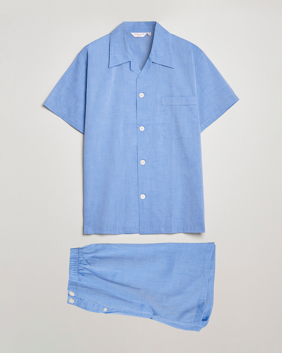 Uomini | Accappatoi & Pigiami | Derek Rose | Shortie Cotton Pyjama Set Blue