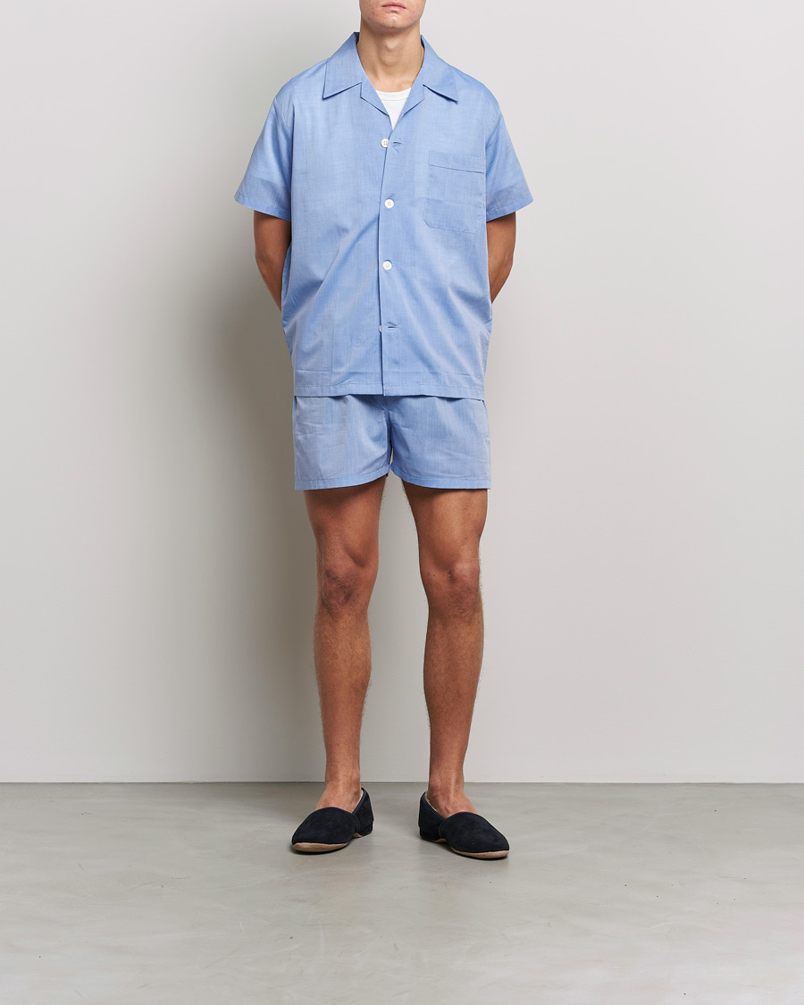 Uomini | Accappatoi & Pigiami | Derek Rose | Shortie Cotton Pyjama Set Blue