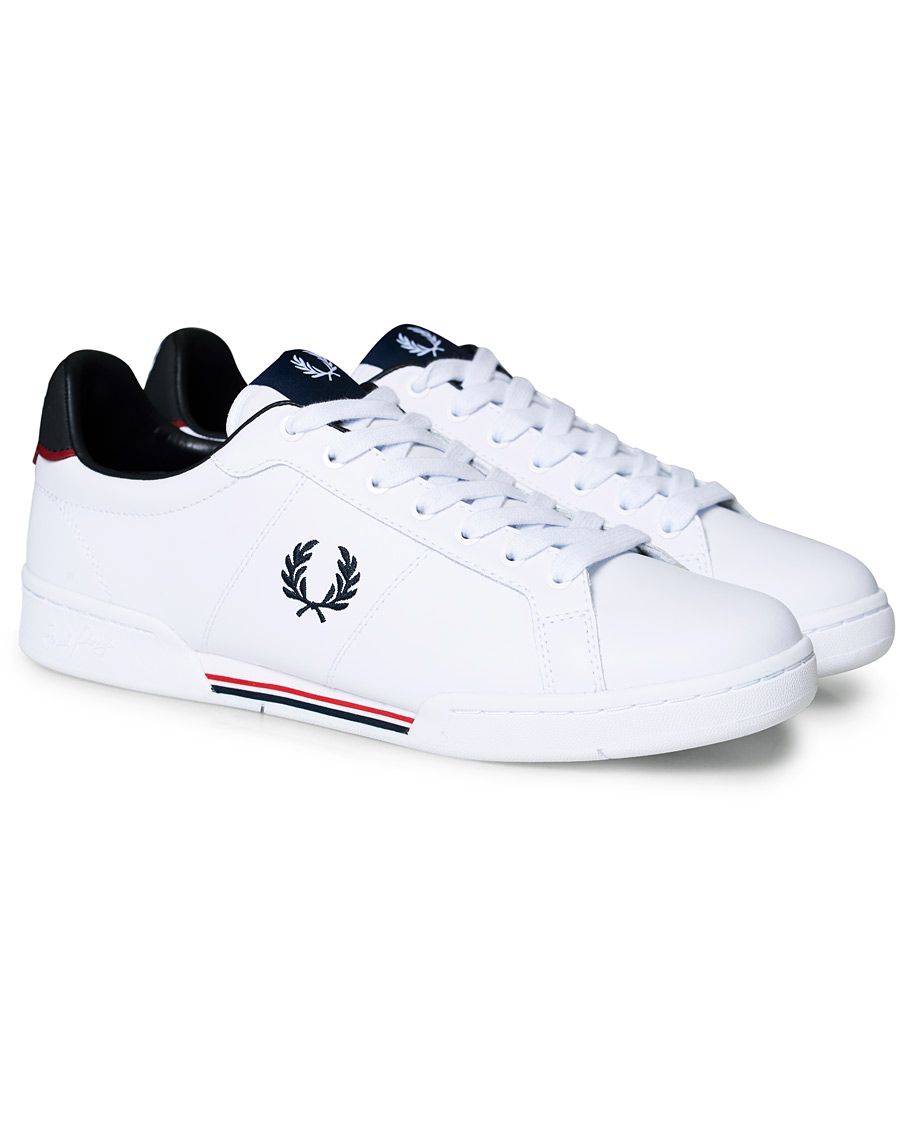 Uomini | Fred Perry B722 Leather Sneaker White/Navy | Fred Perry | B722 Leather Sneaker White/Navy