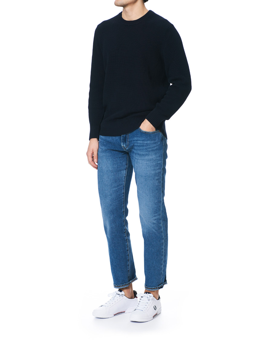 Uomini | Fred Perry B722 Leather Sneaker White/Navy | Fred Perry | B722 Leather Sneaker White/Navy