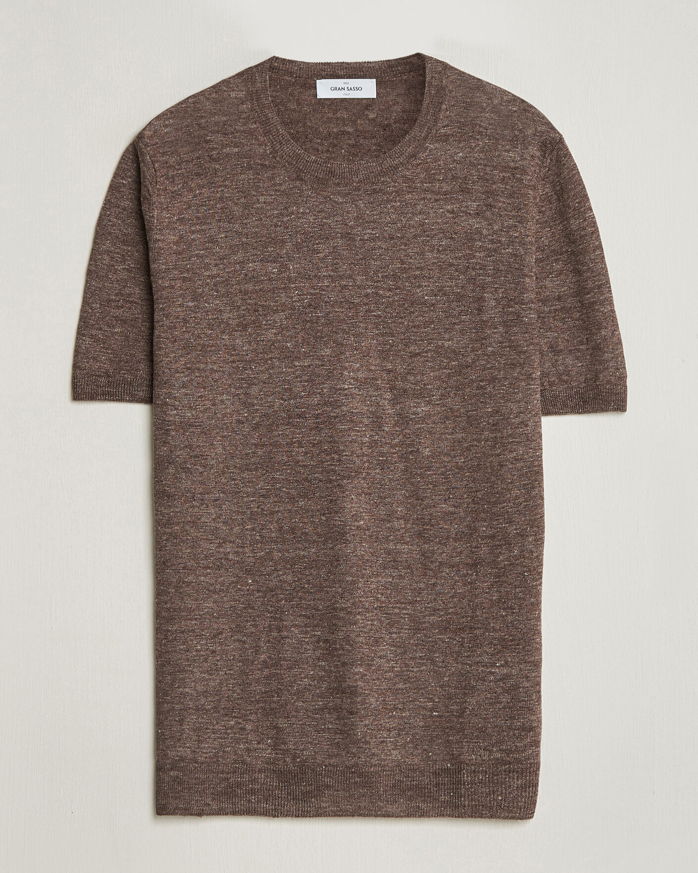 Uomini | T-shirt | Gran Sasso | Crew Neck Linen Tee Light Brown