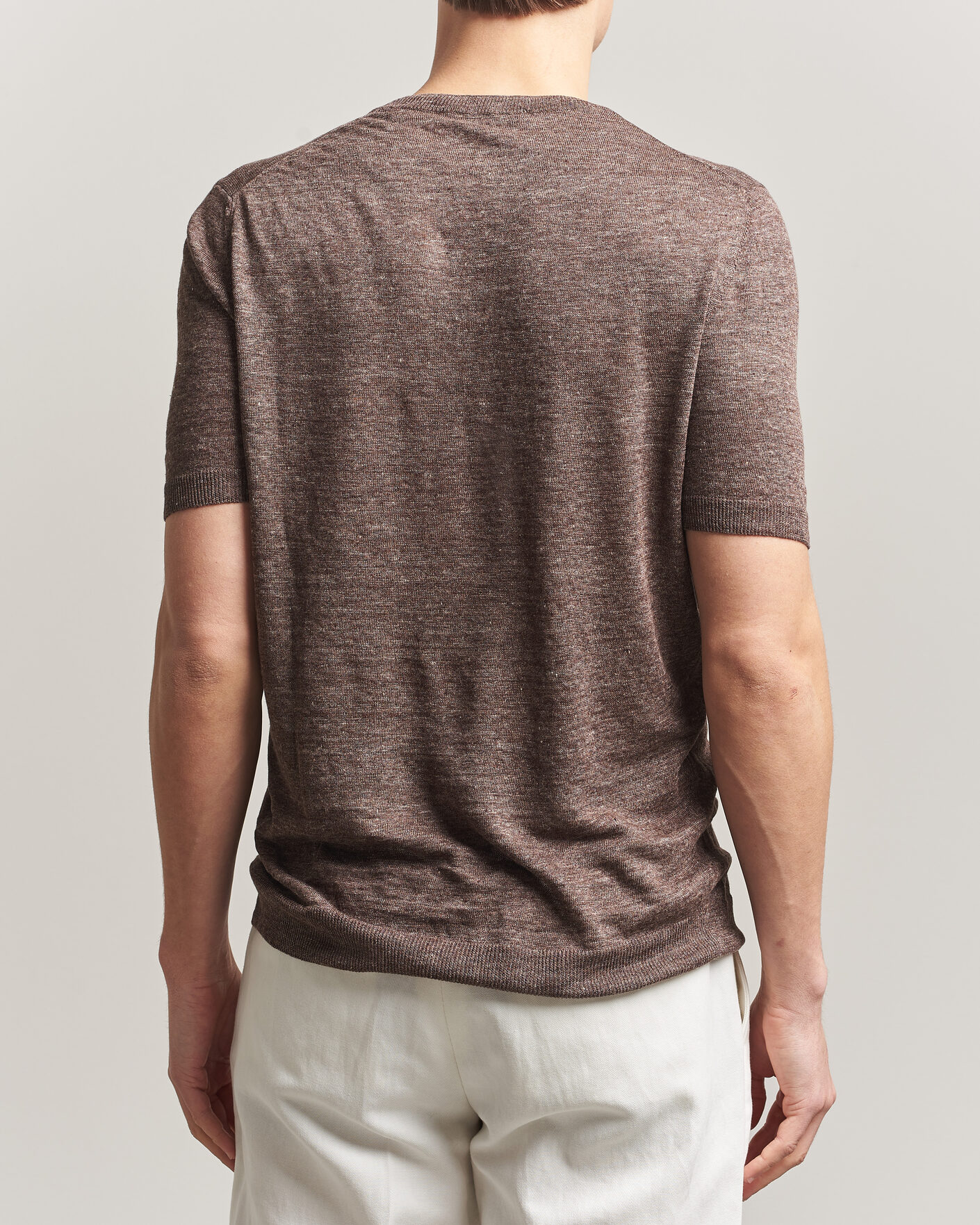 Uomini | T-shirt | Gran Sasso | Crew Neck Linen Tee Light Brown