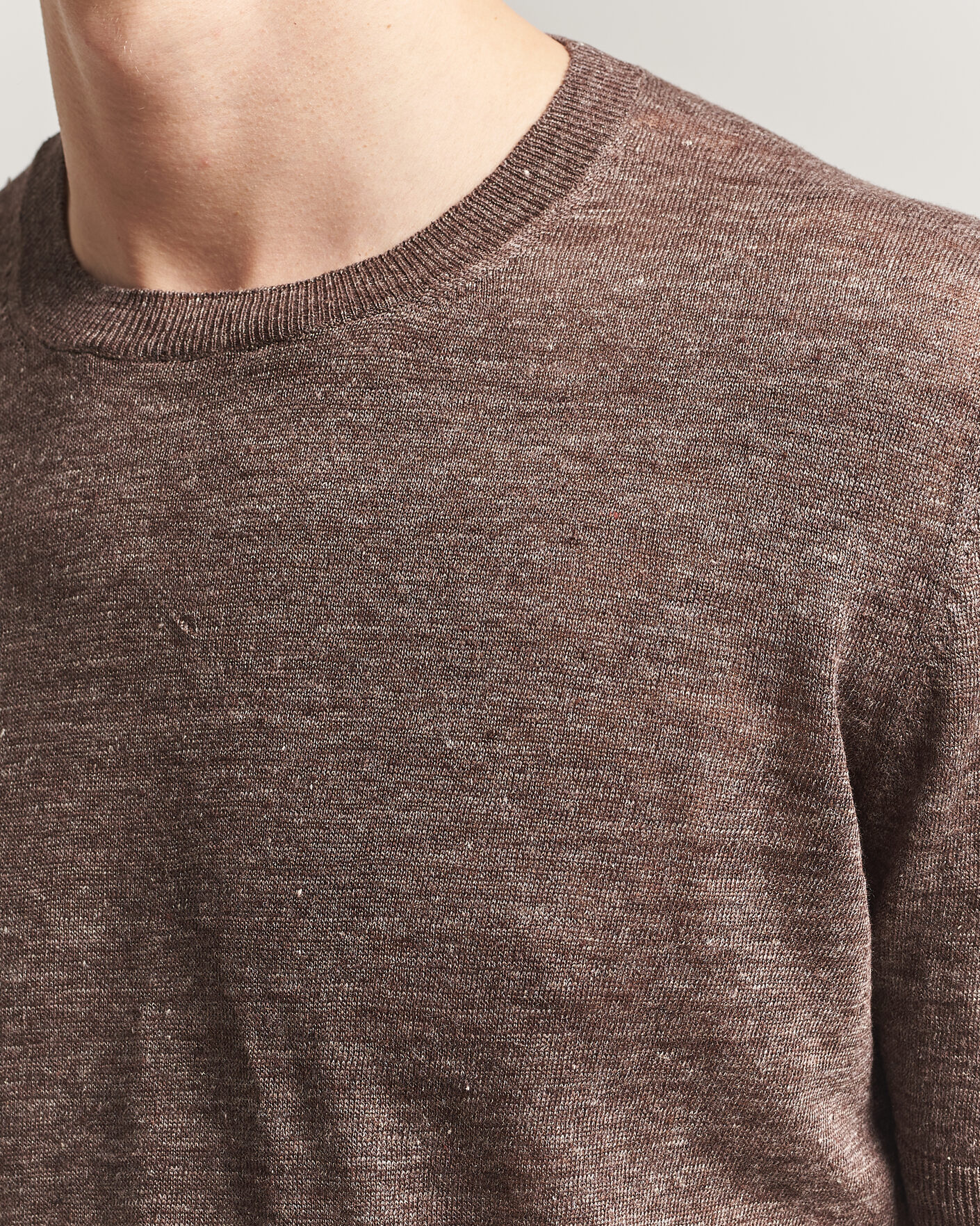 Uomini | T-shirt | Gran Sasso | Crew Neck Linen Tee Light Brown