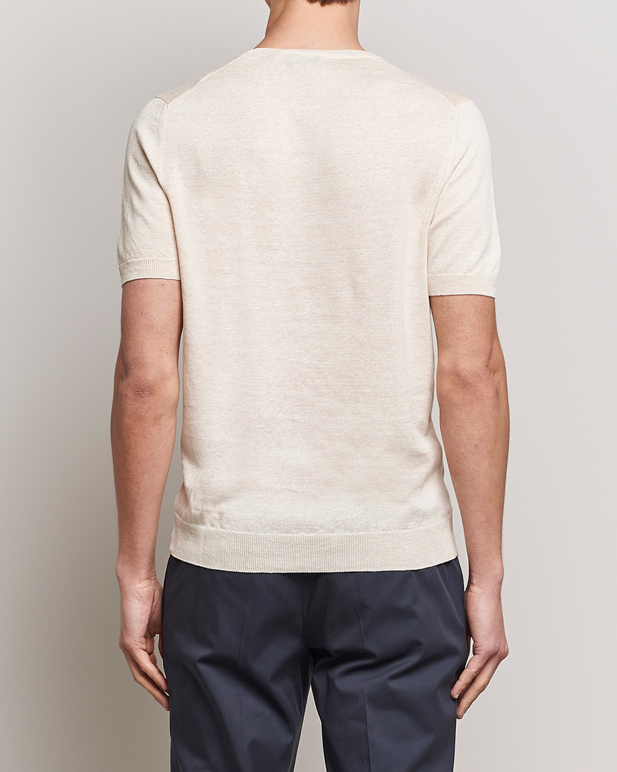Uomini | T-shirt | Gran Sasso | Cotton/Linen Knitted Tee Cream