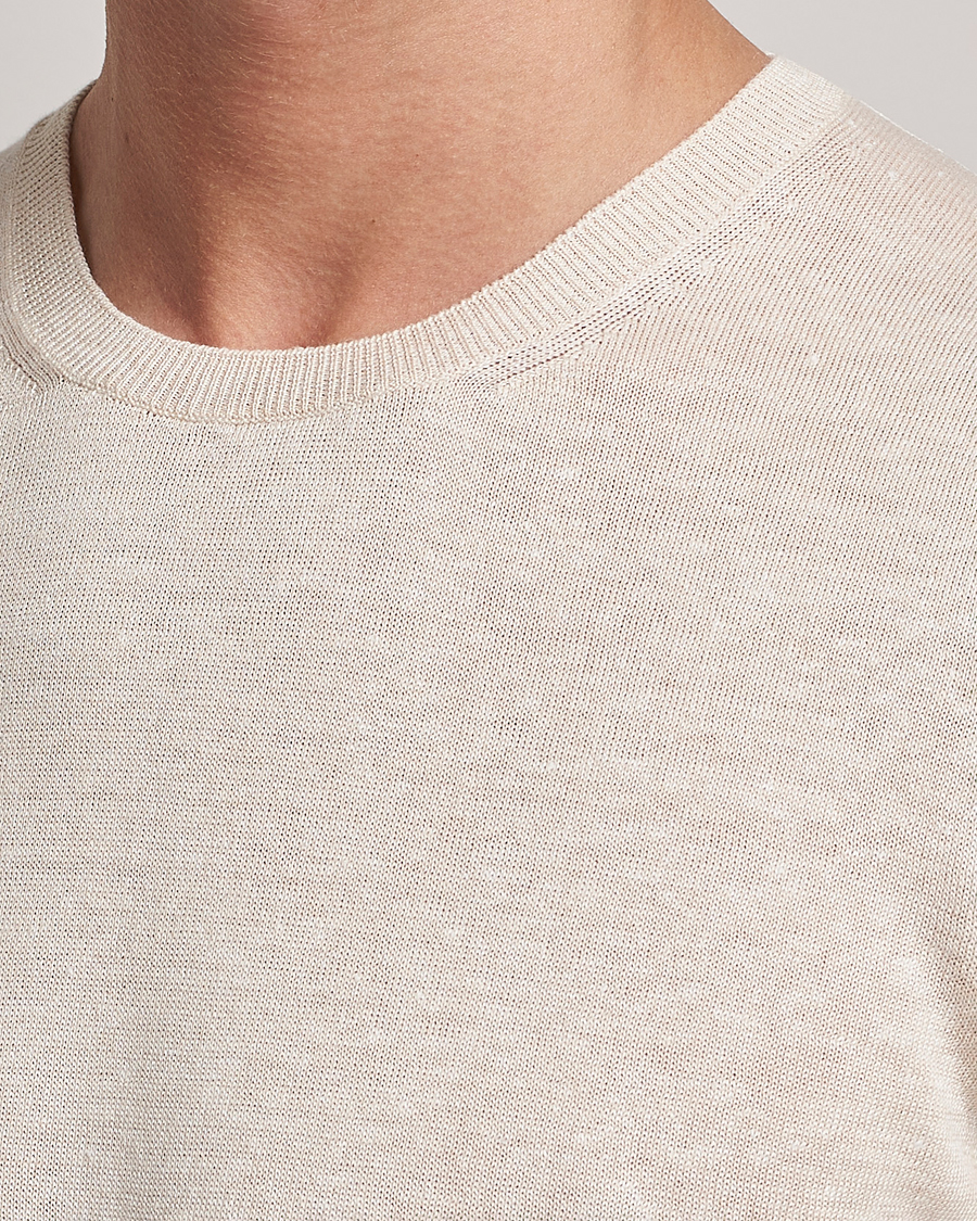 Uomini | T-shirt | Gran Sasso | Cotton/Linen Knitted Tee Cream