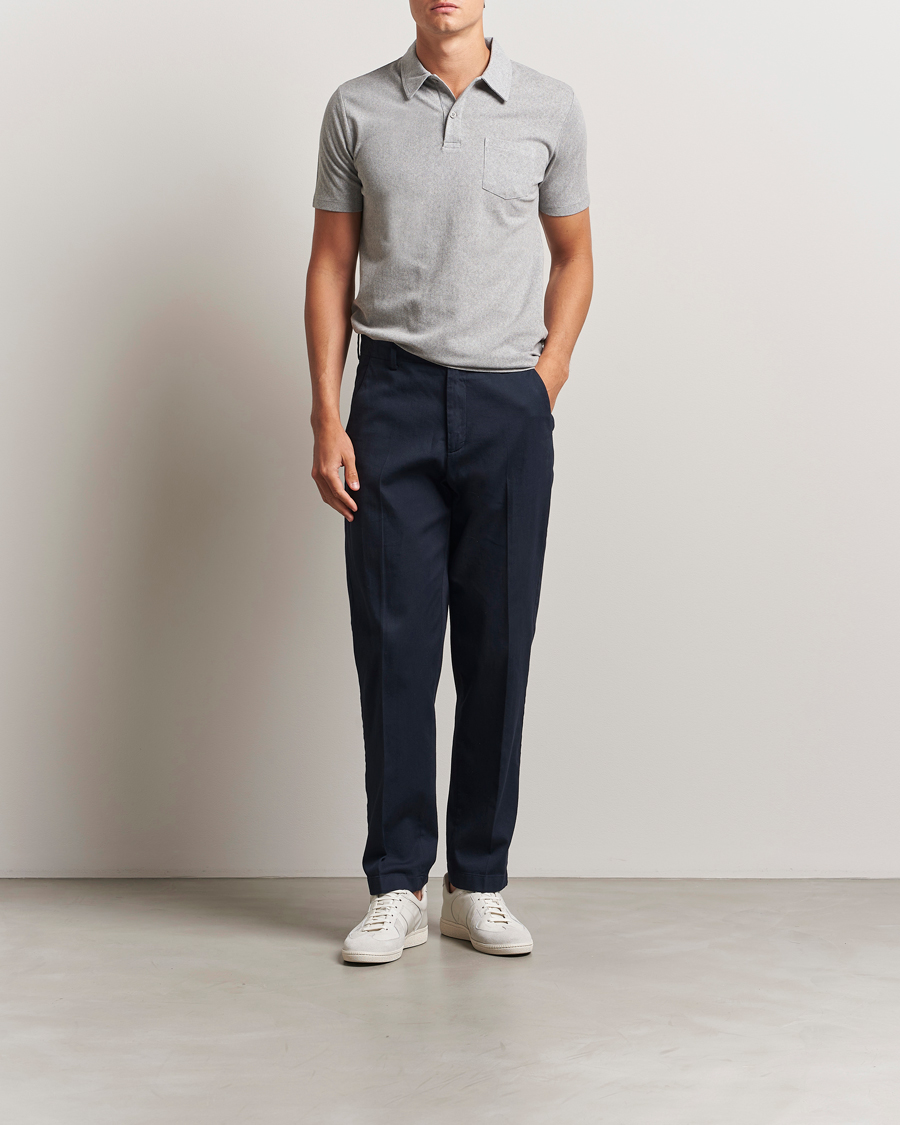 Uomini | Polo | Sunspel | Riviera Polo Shirt Grey Melange