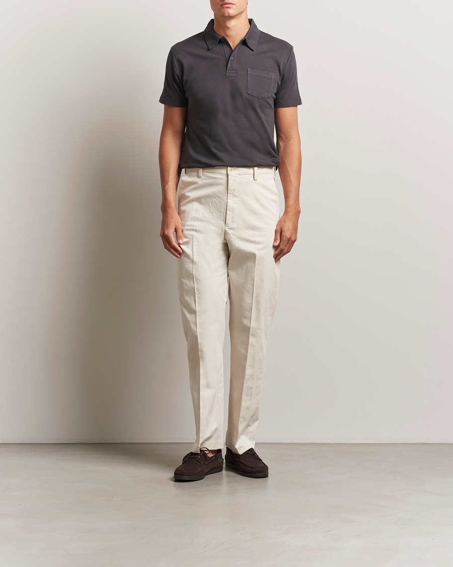 Uomini | Polo | Sunspel | Riviera Polo Shirt Charcoal