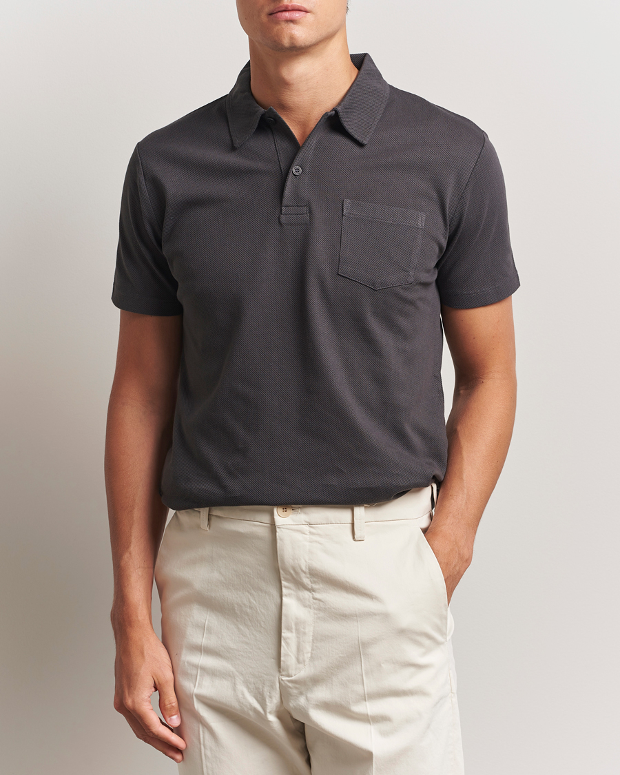 Uomini | Polo | Sunspel | Riviera Polo Shirt Charcoal