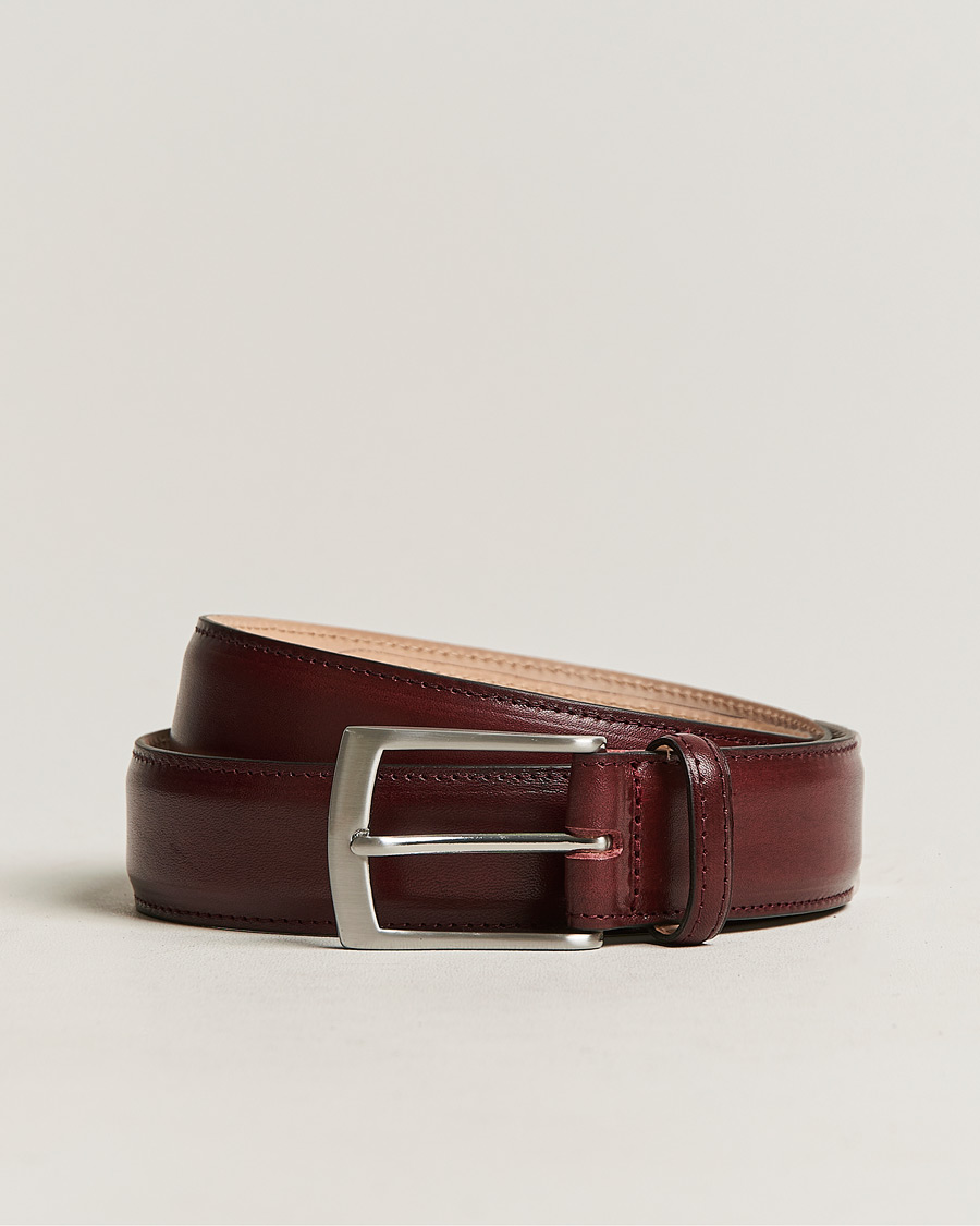 Uomini | Loake 1880 Henry Leather Belt 3,3 cm Burgundy | Loake 1880 | Henry Leather Belt 3,3 cm Burgundy