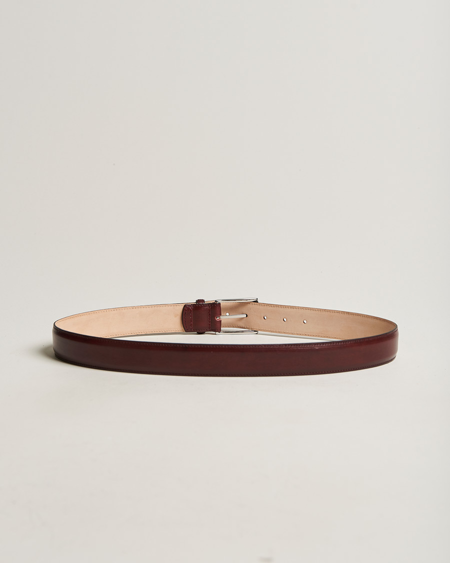 Uomini | Loake 1880 Henry Leather Belt 3,3 cm Burgundy | Loake 1880 | Henry Leather Belt 3,3 cm Burgundy