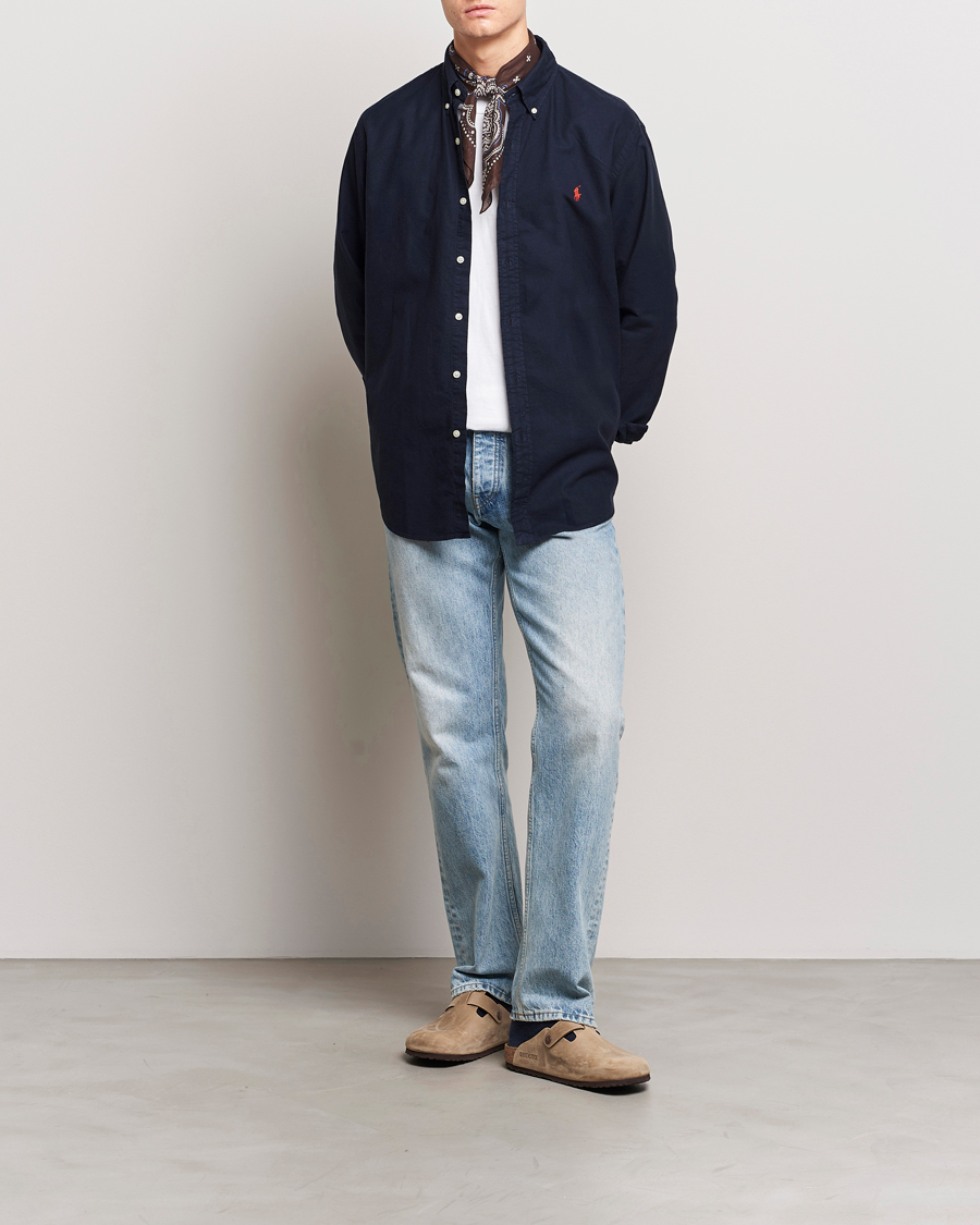 Uomini | Camicie | Polo Ralph Lauren | Custom Fit Garment Dyed Oxford Shirt Navy