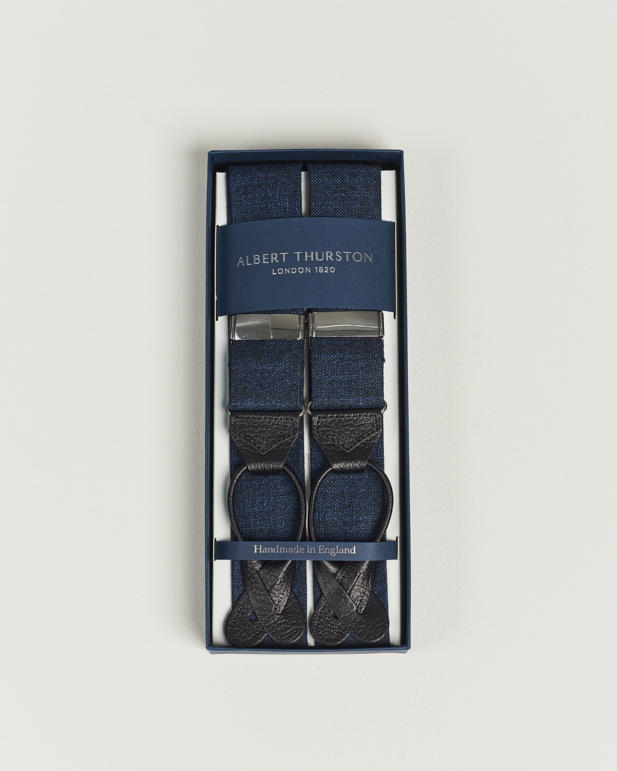 Uomini | Albert Thurston Hardy Minnis Bamboo Braces 38mm Navy | Albert Thurston | Hardy Minnis Bamboo Braces 38mm Navy