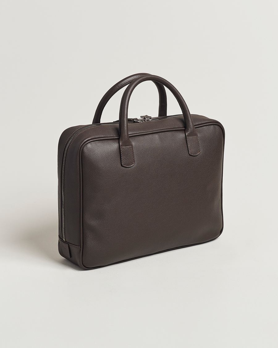 Uomini | Borse | Anderson's | Full Grain Leather Briefcase Dark Brown