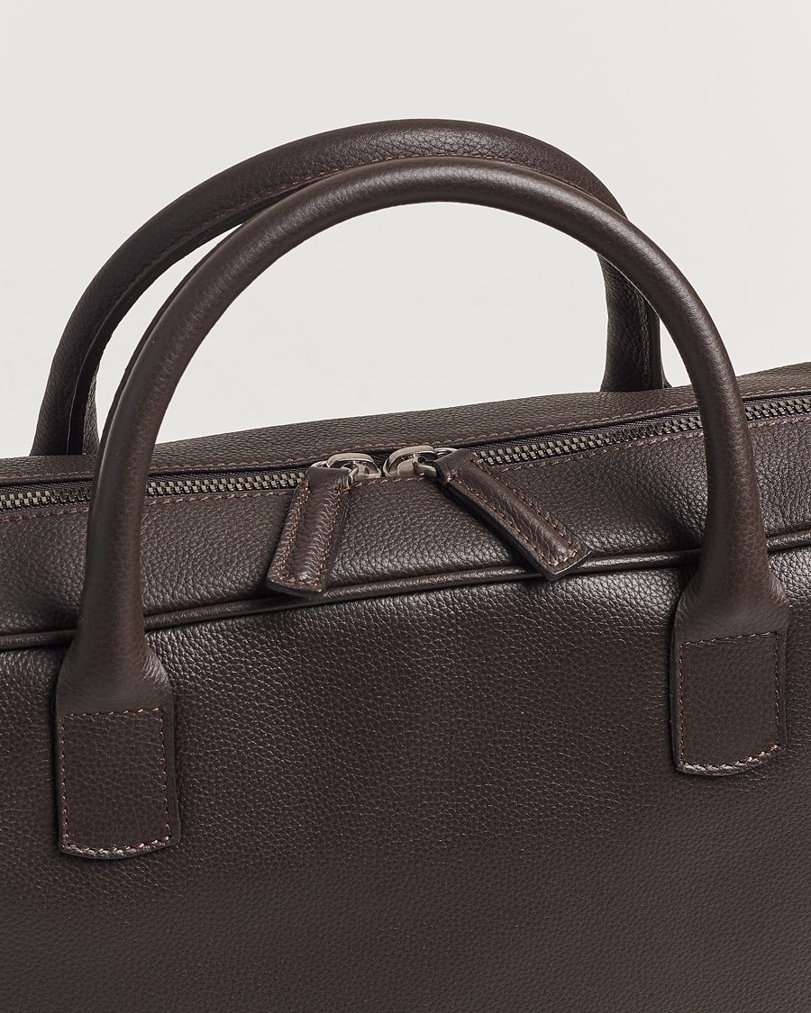 Uomini | Borse | Anderson's | Full Grain Leather Briefcase Dark Brown