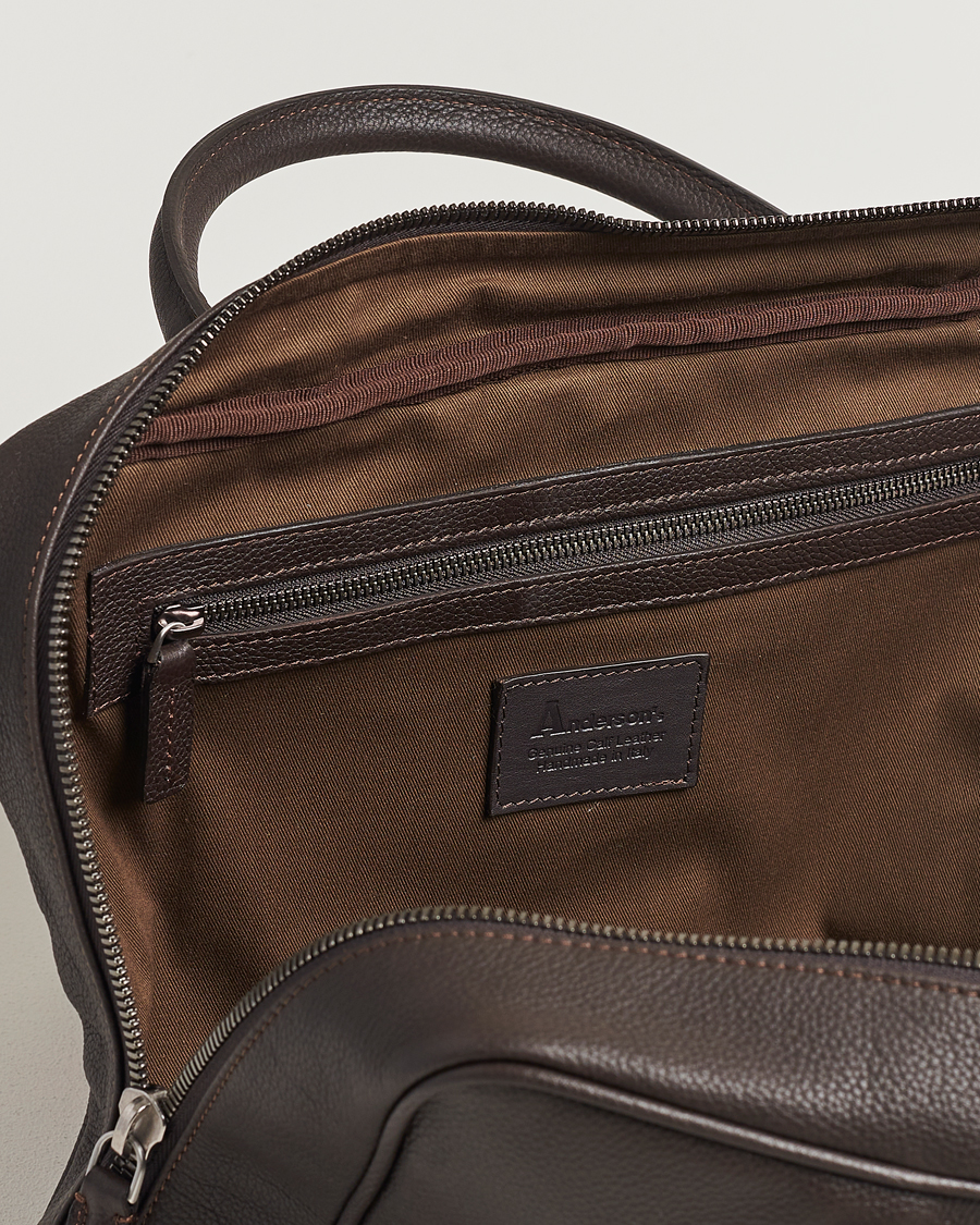 Uomini | Borse | Anderson's | Full Grain Leather Briefcase Dark Brown