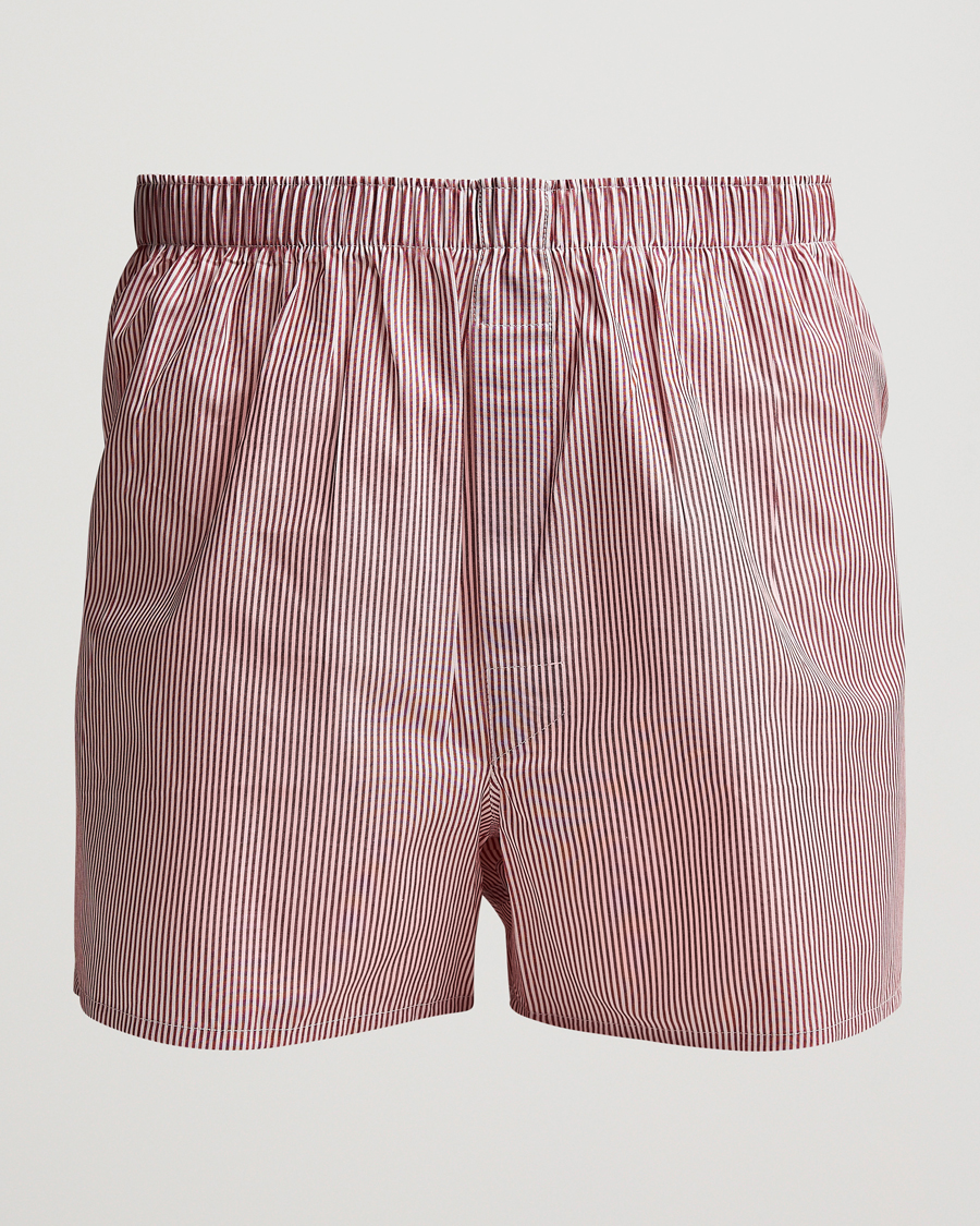 Uomini | Biancheria intima | Sunspel | Classic Woven Cotton Boxer Shorts Red/White