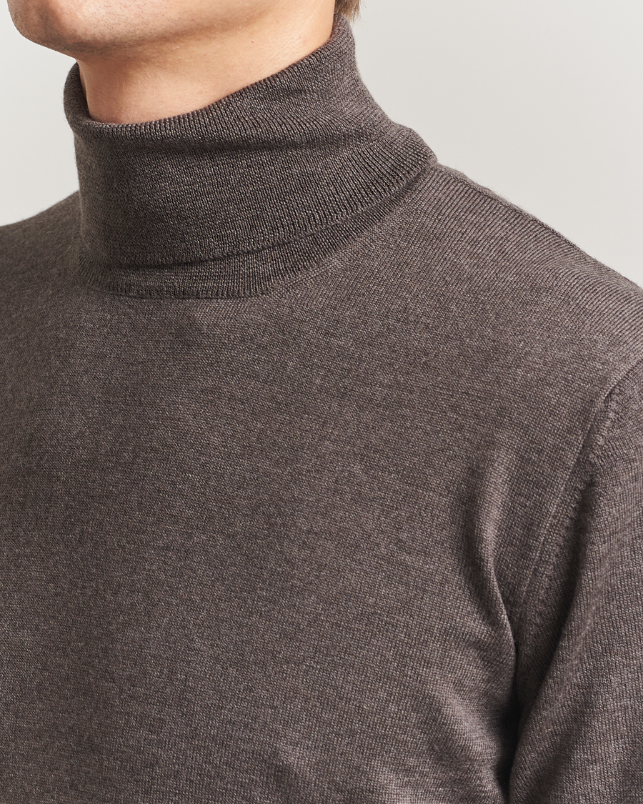 Uomini | Maglieria | Gran Sasso | Merino Fashion Fit Rollneck Brown Melange