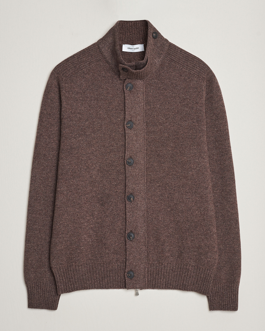 Uomini | Maglieria | Gran Sasso | Heavy Wool Cardigan Brown Melange