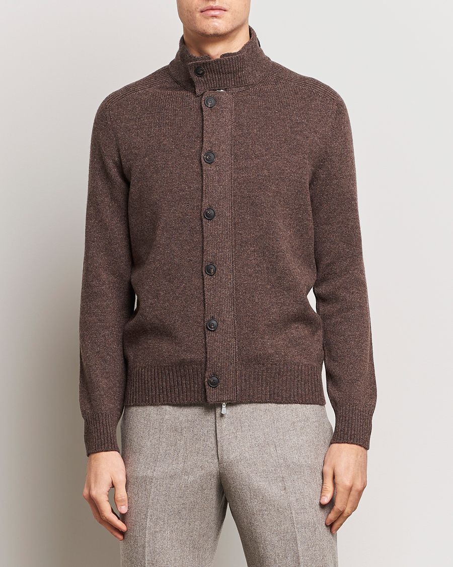 Uomini | Maglieria | Gran Sasso | Heavy Wool Cardigan Brown Melange