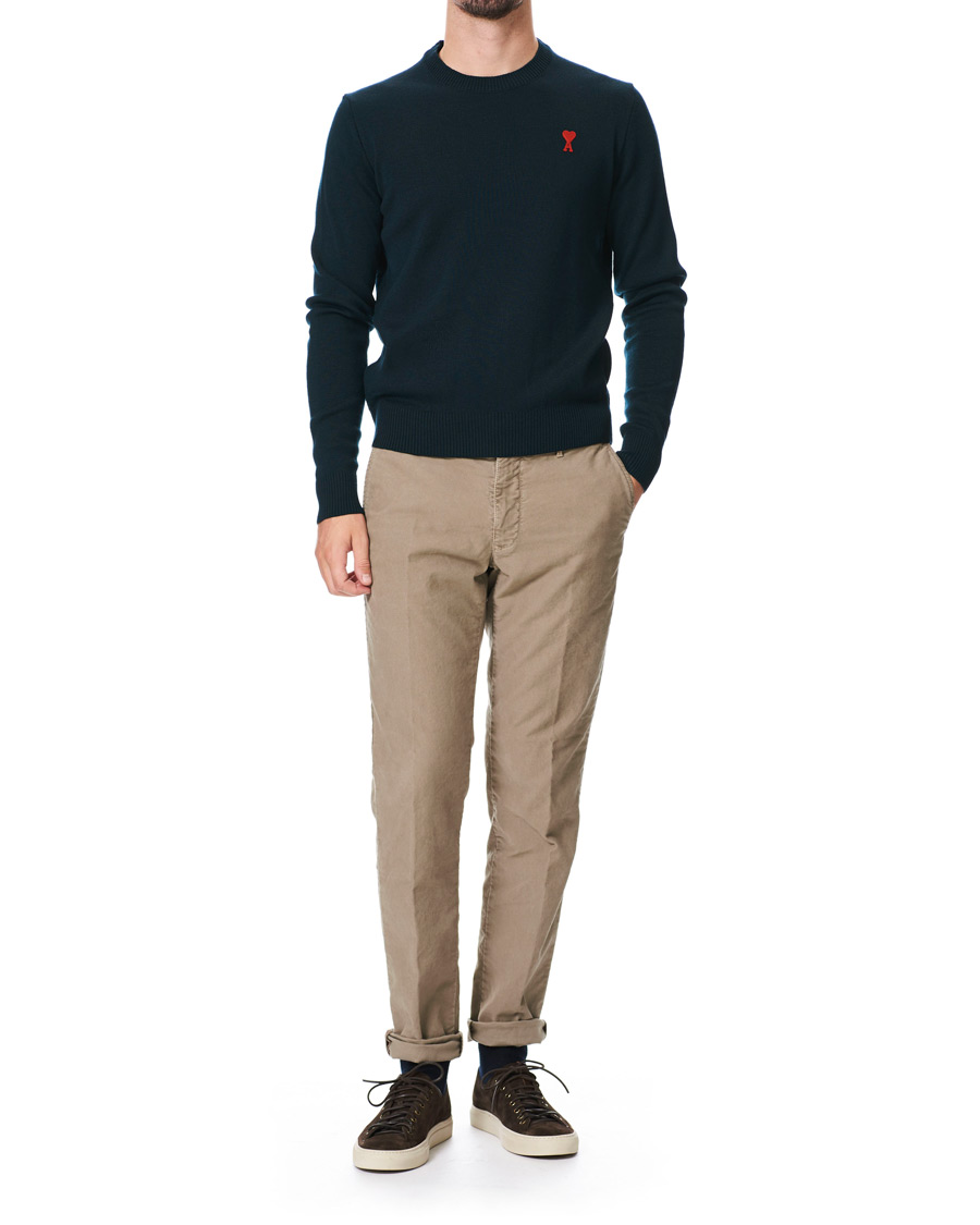 Uomini | Maglieria | AMI | Heart Logo Merino Sweater Dark Green