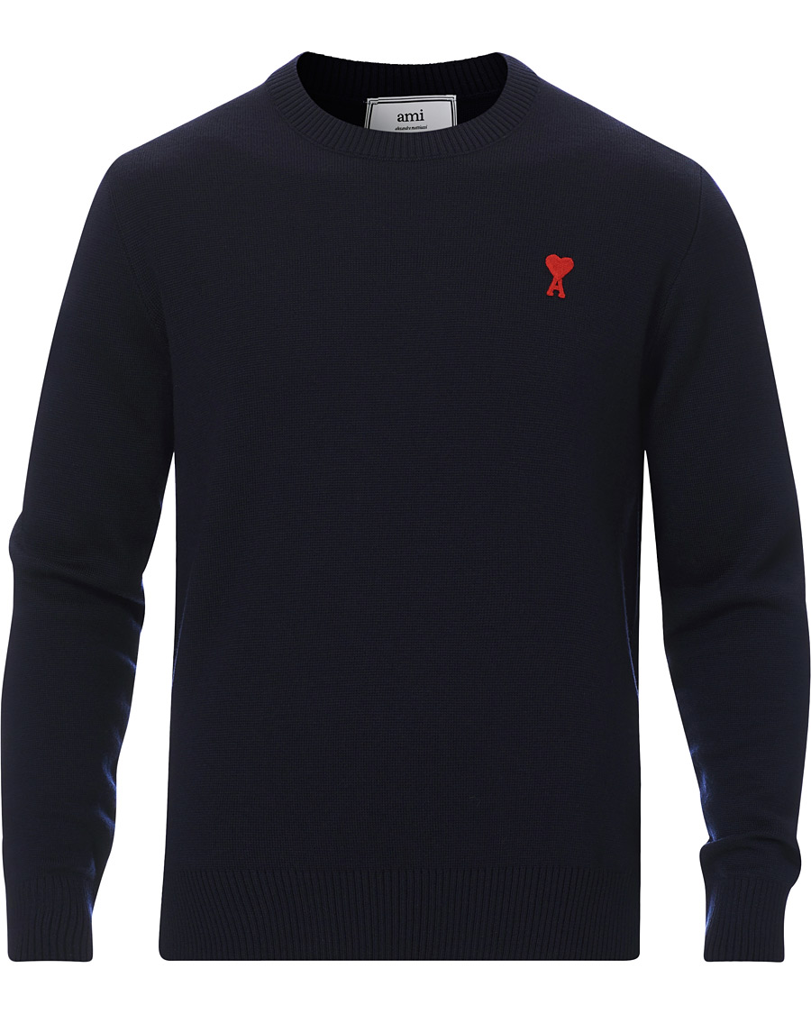 Uomini | Maglieria | AMI | Heart Logo Merino Sweater Navy