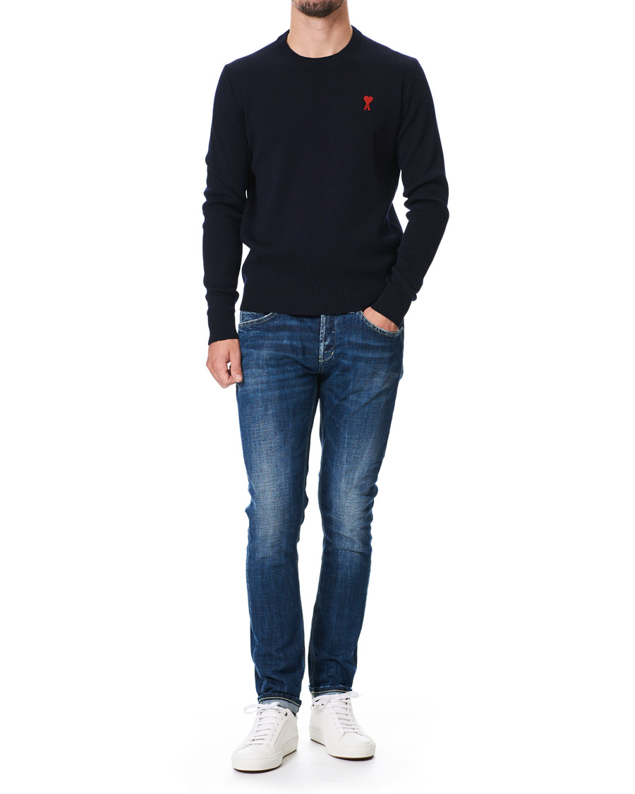 Uomini | Maglieria | AMI | Heart Logo Merino Sweater Navy