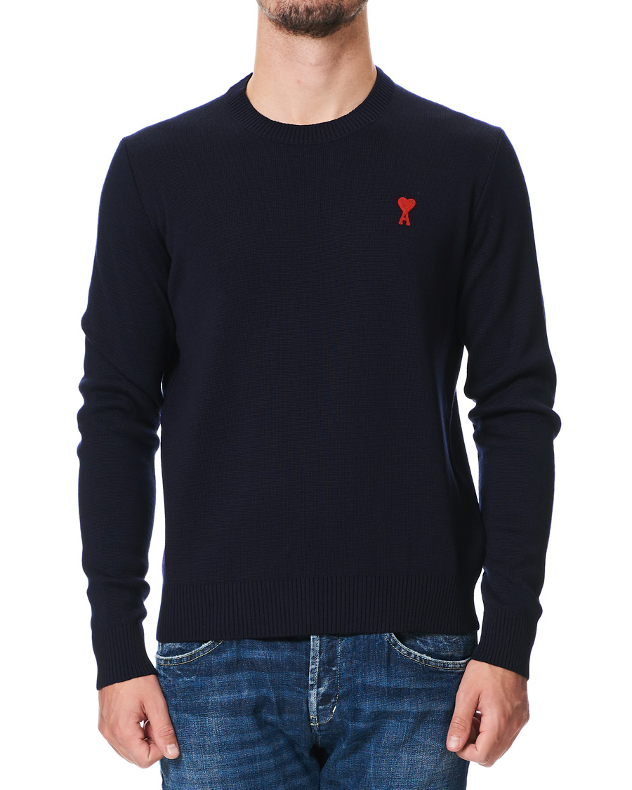 Uomini | Maglieria | AMI | Heart Logo Merino Sweater Navy