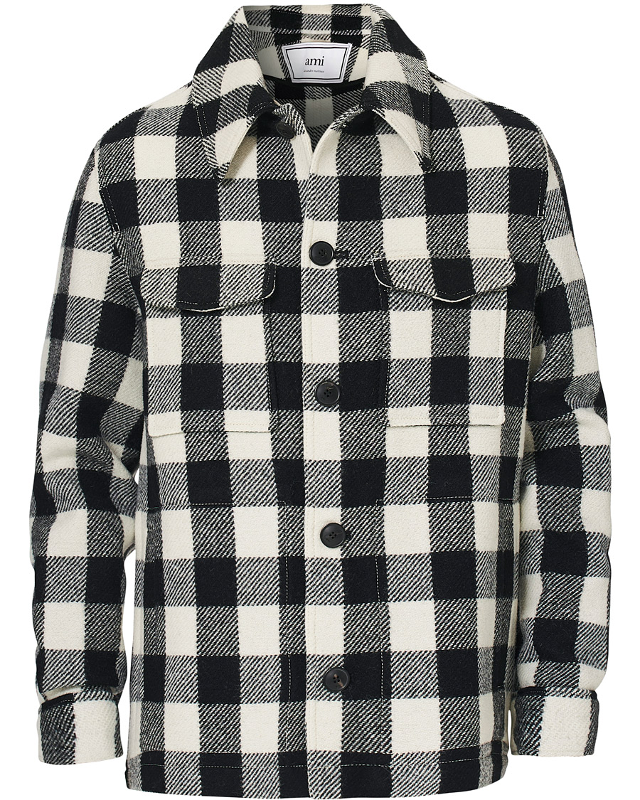 Uomini | Giacche | AMI | Overcheck Flannel Shirt Jacket Black/White