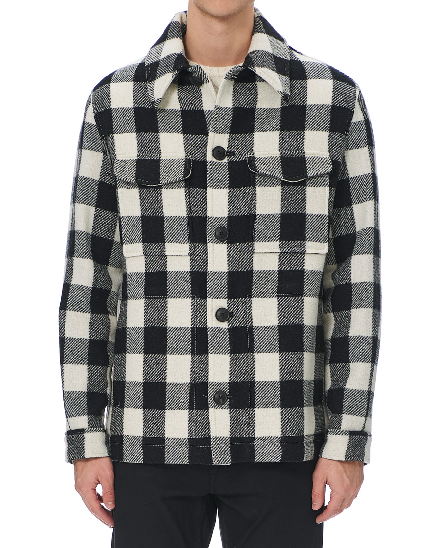 Uomini | Giacche | AMI | Overcheck Flannel Shirt Jacket Black/White