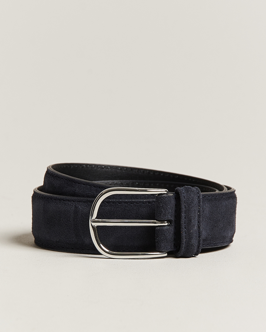 Uomini | Cinture | Anderson's | Suede 3,5 cm Belt Navy