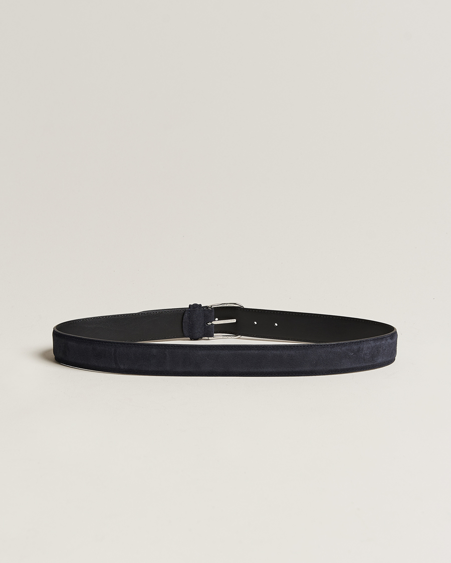 Uomini | Cinture | Anderson's | Suede 3,5 cm Belt Navy