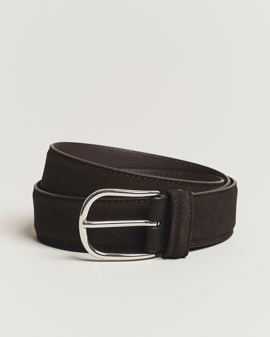 Uomini | Cinture | Anderson's | Suede 3,5 cm Belt Dark Brown