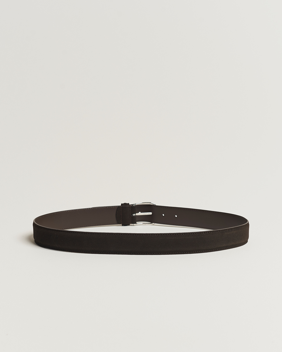 Uomini | Cinture | Anderson's | Suede 3,5 cm Belt Dark Brown