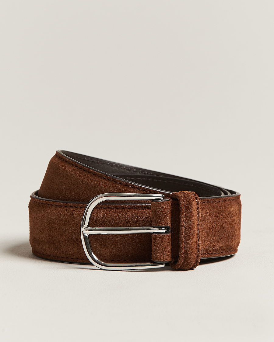 Uomini | Anderson's Suede 3,5 cm Belt Brown 85 | Anderson's | Suede 3,5 cm Belt Brown 85