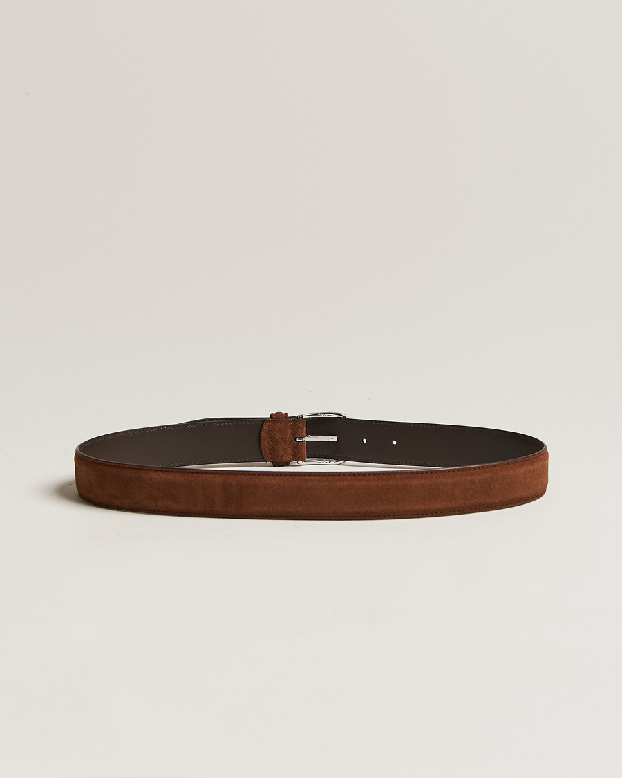 Uomini | Anderson's Suede 3,5 cm Belt Brown 85 | Anderson's | Suede 3,5 cm Belt Brown 85